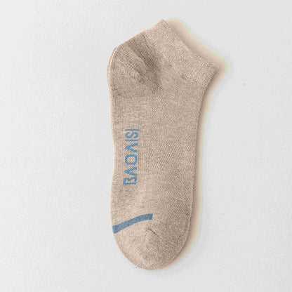 Solid Color Ankle Socks with Letter Printed Sole(7 Pairs) - Apricot - EU39-44(US6-10) - image 13