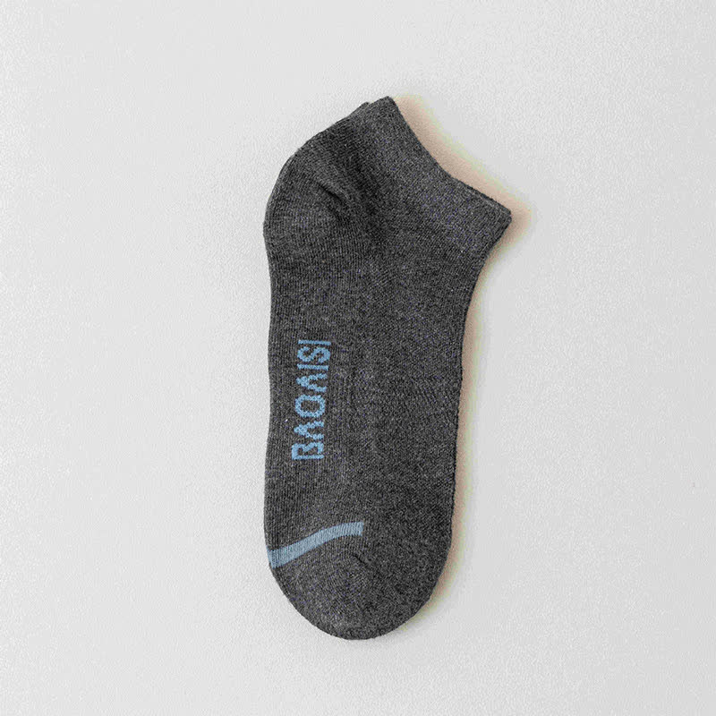 Solid Color Ankle Socks with Letter Printed Sole(7 Pairs) - Dark Grey - EU39-44(US6-10) - image 14