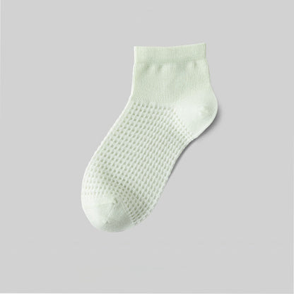 Mesh Breathable Mulberry Silk Ankle Socks(9 Pairs) - Light Green - EU36-40(US3-7) - image 12