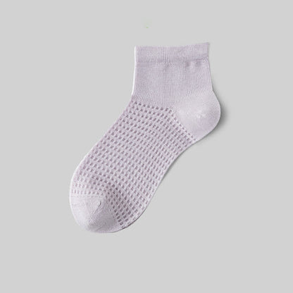 Mesh Breathable Mulberry Silk Ankle Socks(9 Pairs) - Light Purple - EU36-40(US3-7) - image 13