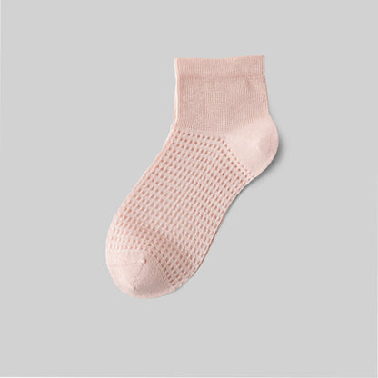 Mesh Breathable Mulberry Silk Ankle Socks(9 Pairs) - Light Pink - EU36-40(US3-7) - image 8
