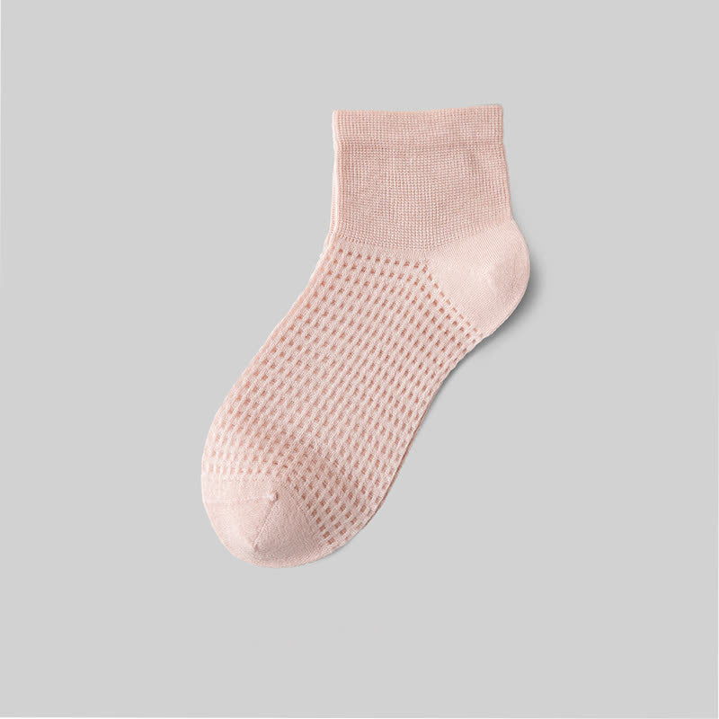 Mesh Breathable Mulberry Silk Ankle Socks(9 Pairs) - Light Pink - EU36-40(US3-7) - image 7