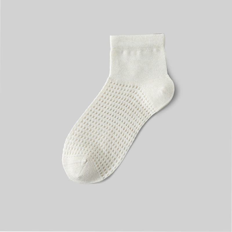 Mesh Breathable Mulberry Silk Ankle Socks(9 Pairs) - White - EU36-40(US3-7) - image 4