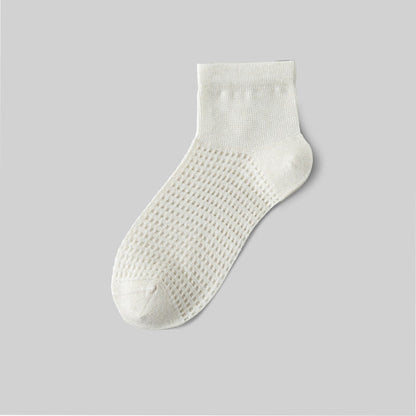Mesh Breathable Mulberry Silk Ankle Socks(9 Pairs) - White - EU36-40(US3-7) - image 3