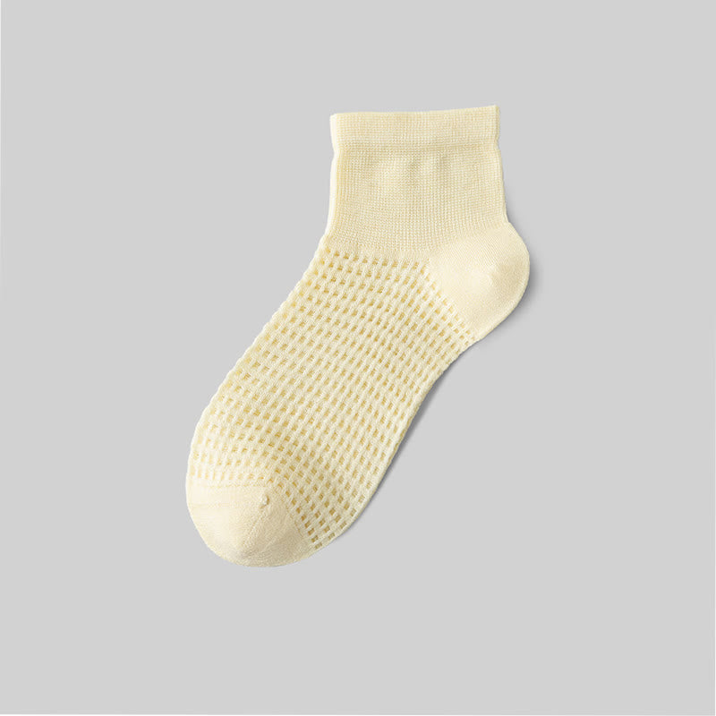 Mesh Breathable Mulberry Silk Ankle Socks(9 Pairs) - Yellow - EU36-40(US3-7) - image 8