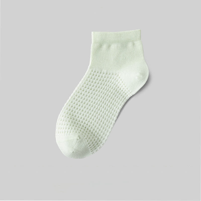 Mesh Breathable Mulberry Silk Ankle Socks(9 Pairs) - Light Green - EU36-40(US3-7) - image 11