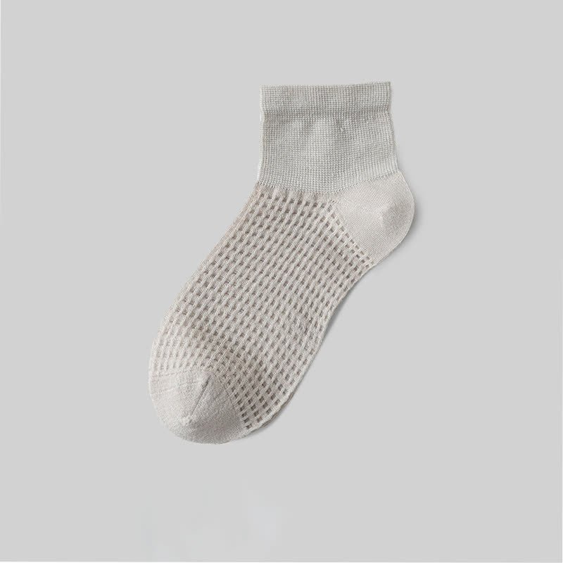 Mesh Breathable Mulberry Silk Ankle Socks(9 Pairs) - Grey - EU36-40(US3-7) - image 12