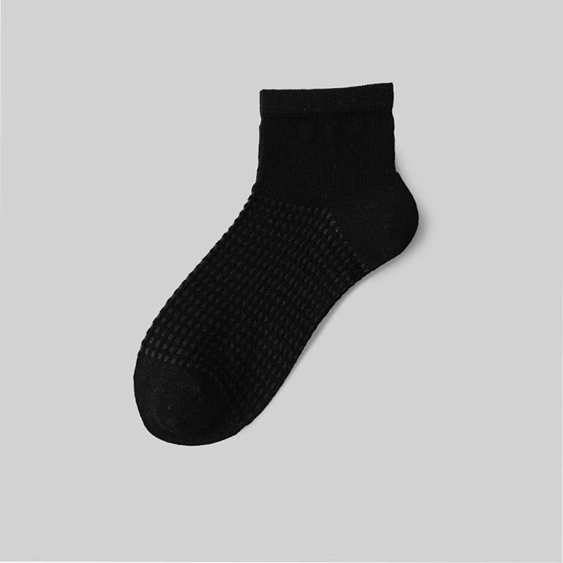 Mesh Breathable Mulberry Silk Ankle Socks(9 Pairs) - Black - EU36-40(US3-7) - image 4