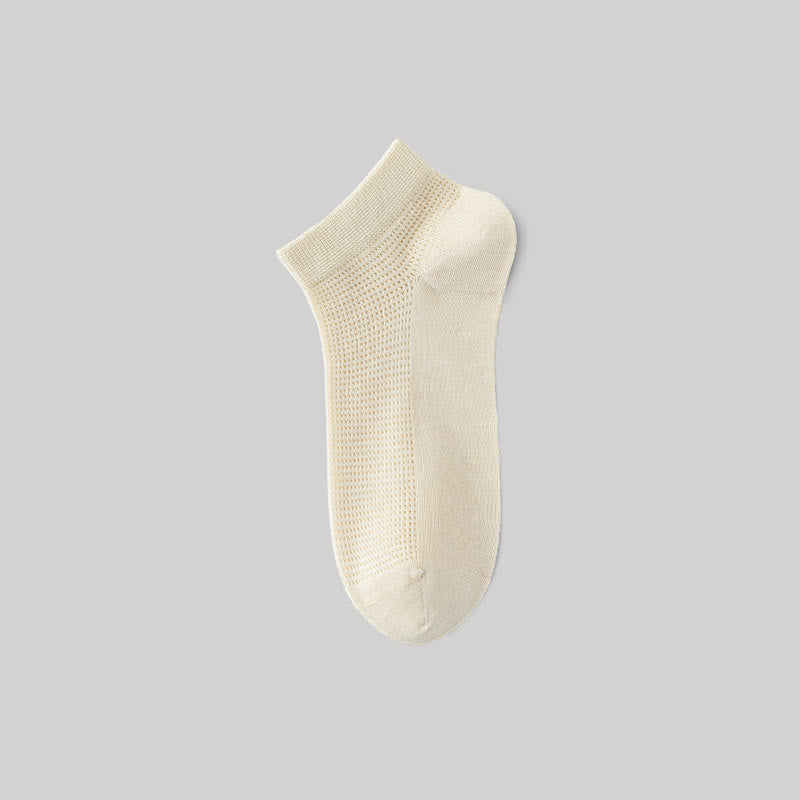 Mesh Breathable Mulberry Silk No Show Socks(9 Pairs) - Beige - EU36-40(US3-7) - image 5