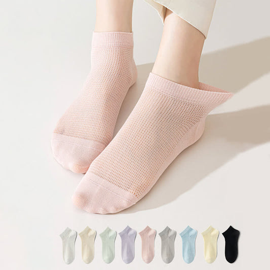 Mesh Breathable Mulberry Silk No Show Socks(9 Pairs) - Multicolor - EU36-40(US3-7) - image 0