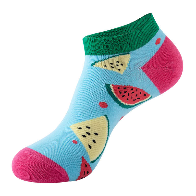 Cartoon Fruit Series Ankle Socks(5 Pairs) - Light Blue - EU36-42(US3-8.5) - image 2