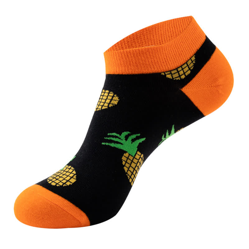 Colorful Fruit Series Ankle Socks(6 Pairs) - Black - EU36-42(US3-8.5) - image 5