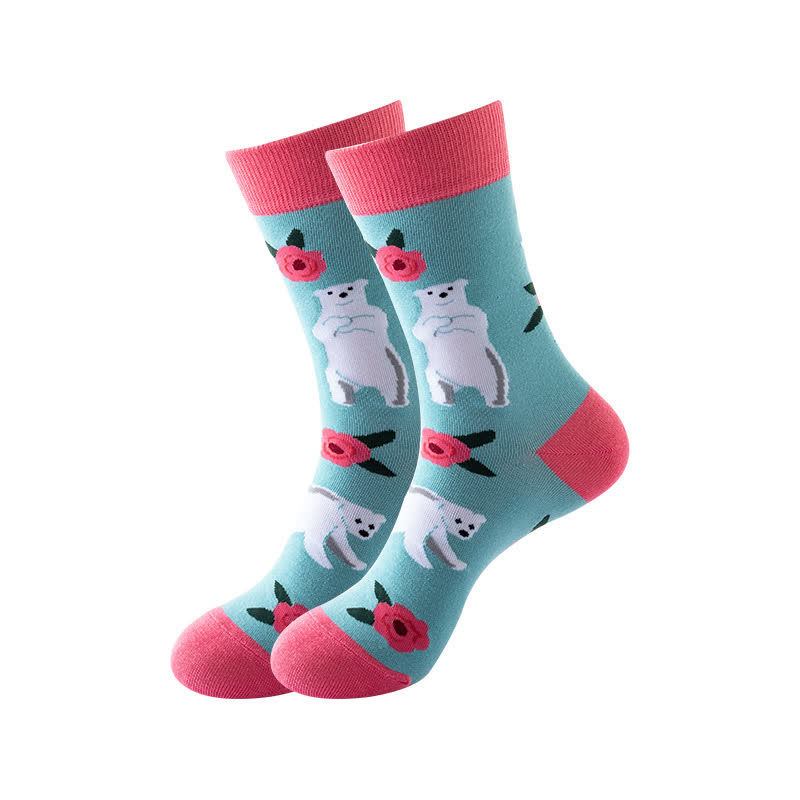 Animal Series Quarter Socks(6 Pairs) - Green - EU36-43(US3-9) - image 2