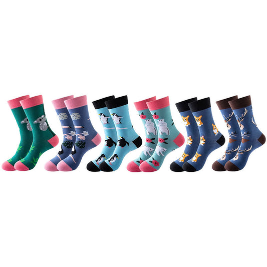 Animal Series Quarter Socks(6 Pairs) - Multicolor - EU36-43(US3-9) - image 0