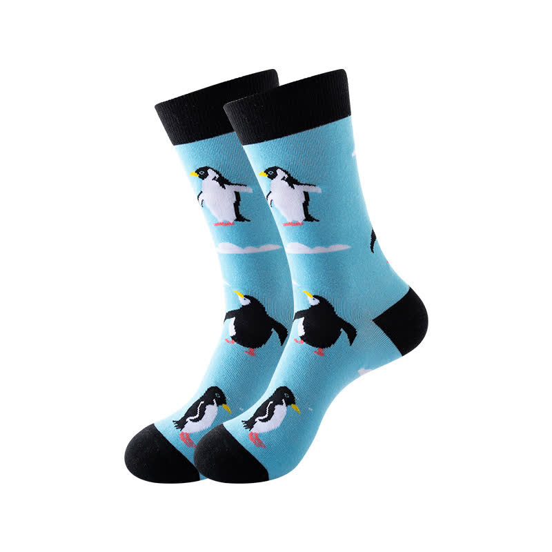 Animal Series Quarter Socks(6 Pairs) - Blue - EU36-43(US3-9) - image 1