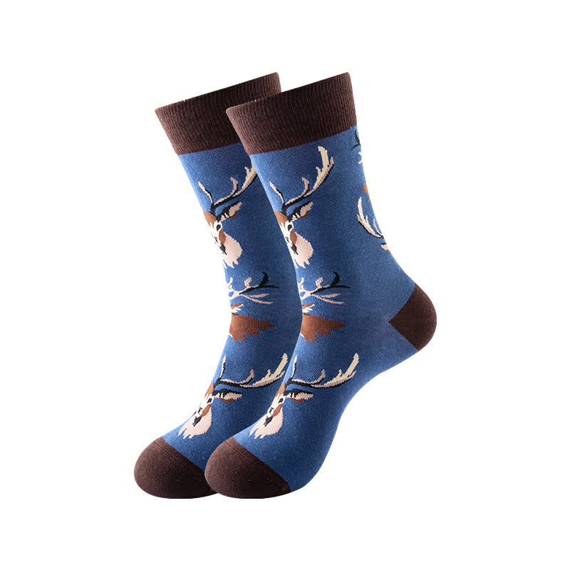 Animal Series Quarter Socks(6 Pairs) - Navy Blue&Brown - EU36-43(US3-9) - image 4
