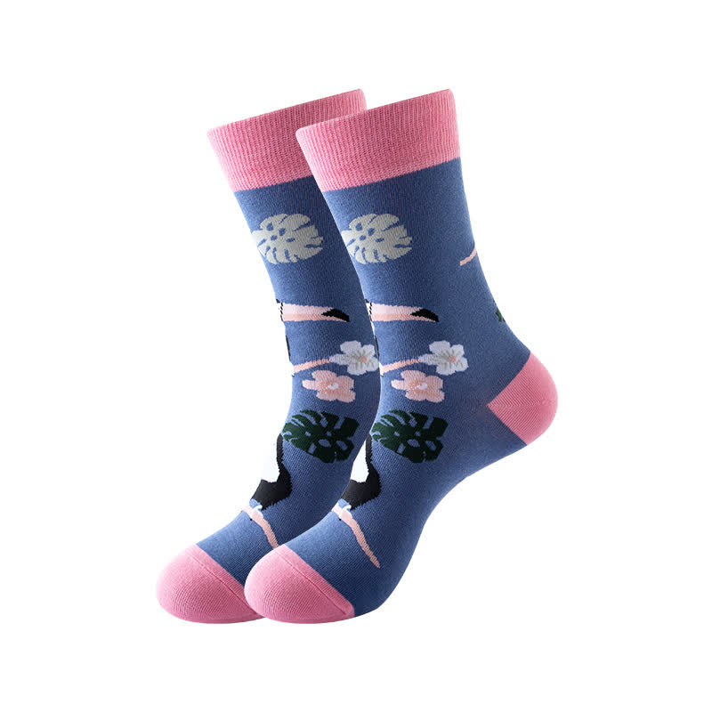 Animal Series Quarter Socks(6 Pairs) - Navy Blue&Pink - EU36-43(US3-9) - image 6
