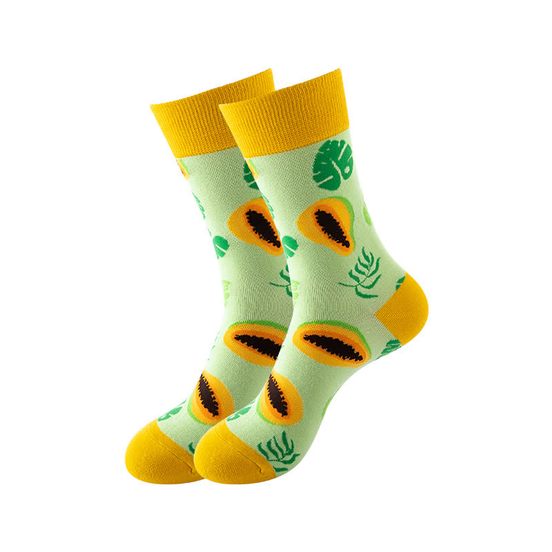 Fruits Series Quarter Socks(6 Pairs) - Light Green - EU36-43(US3-9) - image 4