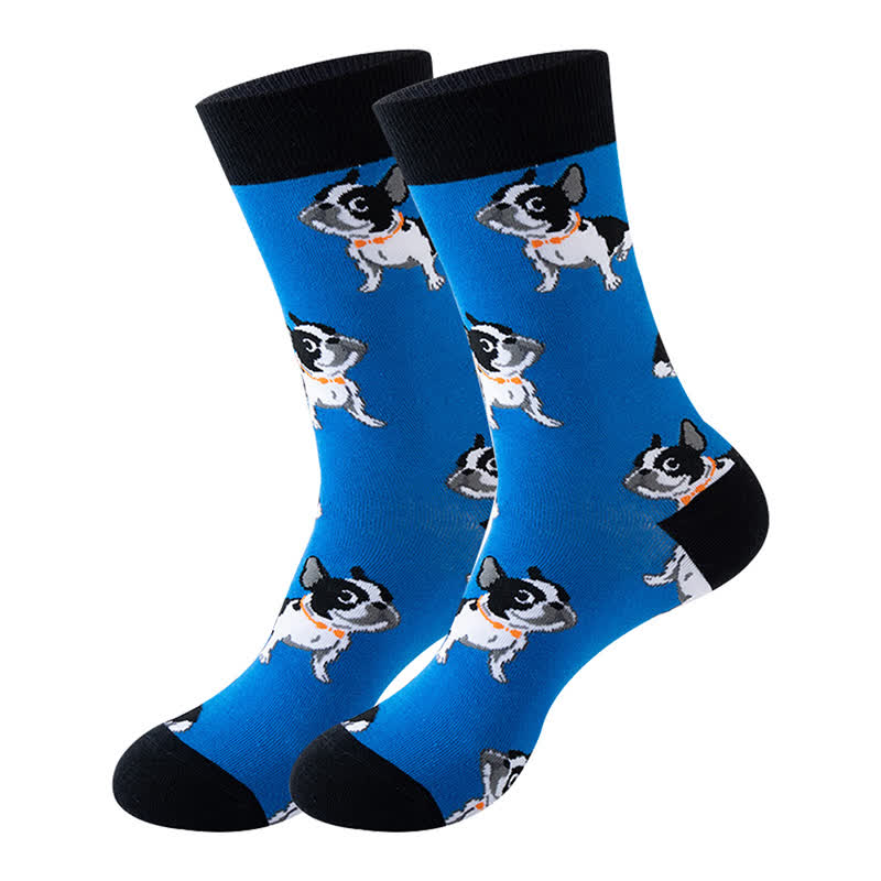 Cute Dog Series Quarter Socks(5 Pairs) - Blue - EU36-43(US3-9) - image 4