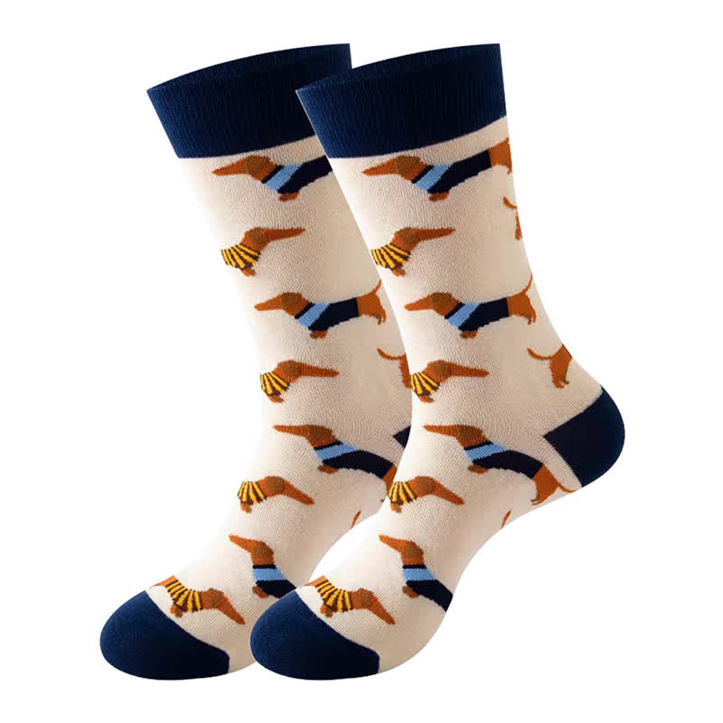 Cute Dog Series Quarter Socks(5 Pairs) - Beige - EU36-43(US3-9) - image 3