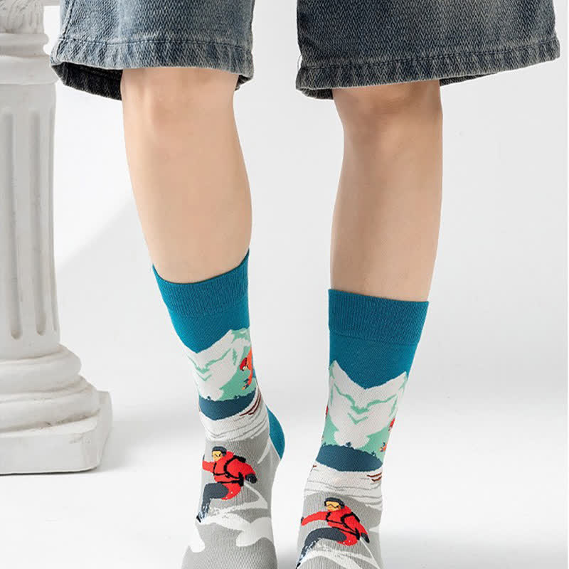 Outdoor Sports Print Series Quarter Socks(5 Pairs) - image 2