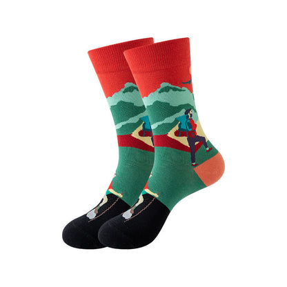 Outdoor Sports Print Series Quarter Socks(5 Pairs) - Orange - EU36-43(US3-9) - image 6