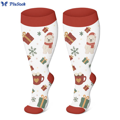 Plus Size Christmas Gnomes Birds Compression Socks - image 3