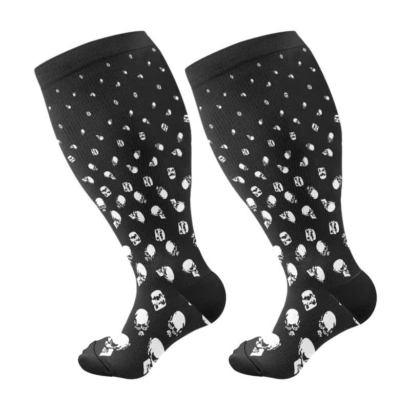 Plus Size Halloween Fun Skull Print Compression Socks - image 6