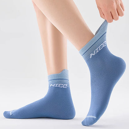 Striped Letter Print Cotton Ankle Compression Socks(5 Pairs) - image 8
