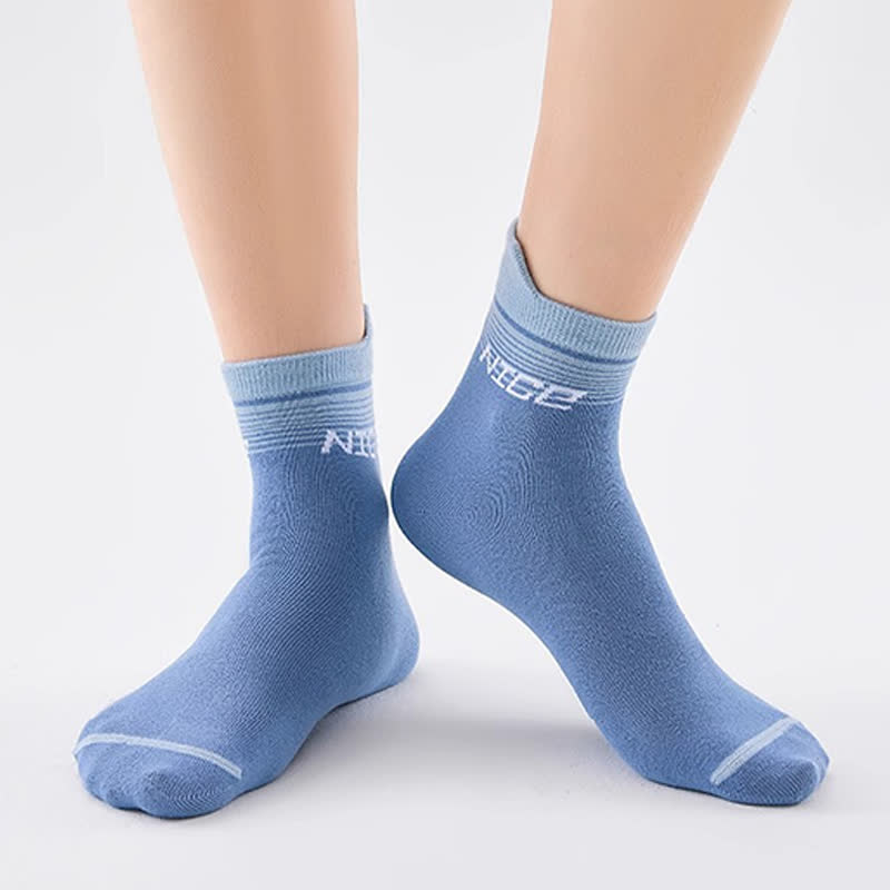 Striped Letter Print Cotton Ankle Compression Socks(5 Pairs) - image 7