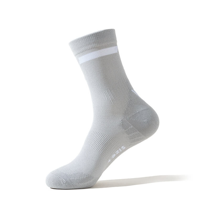 Color-block Cycling Quarter Compression Socks(7 Pairs) - Grey - EU39-43(US6-9) - image 8