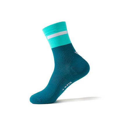 Color-block Cycling Quarter Compression Socks(7 Pairs) - Blue - EU39-43(US6-9) - image 9