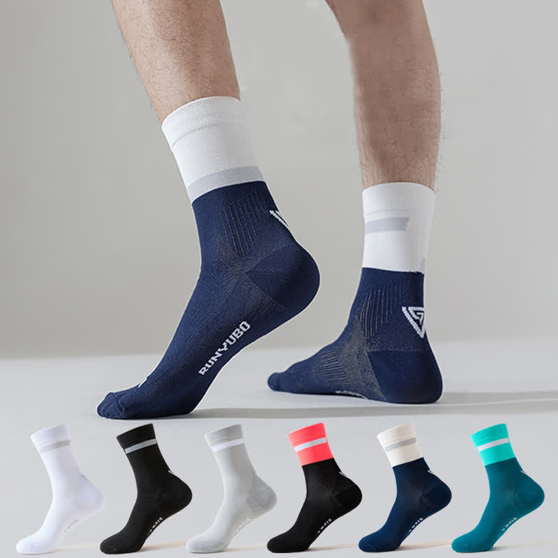 Color-block Cycling Quarter Compression Socks(7 Pairs) - Multicolor - EU39-43(US6-9) - image 1
