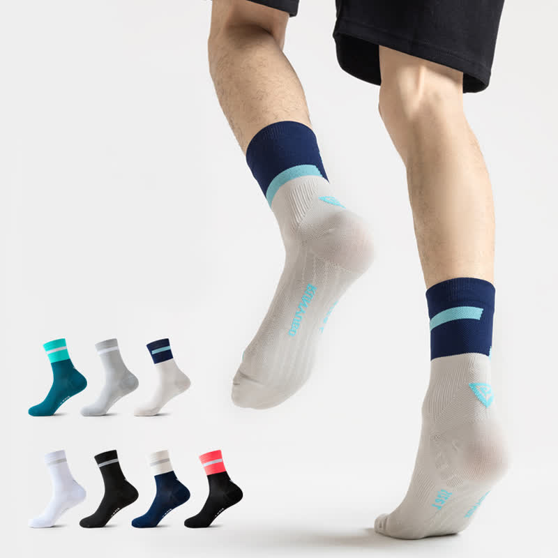 Color-block Cycling Quarter Compression Socks(7 Pairs) - image 3