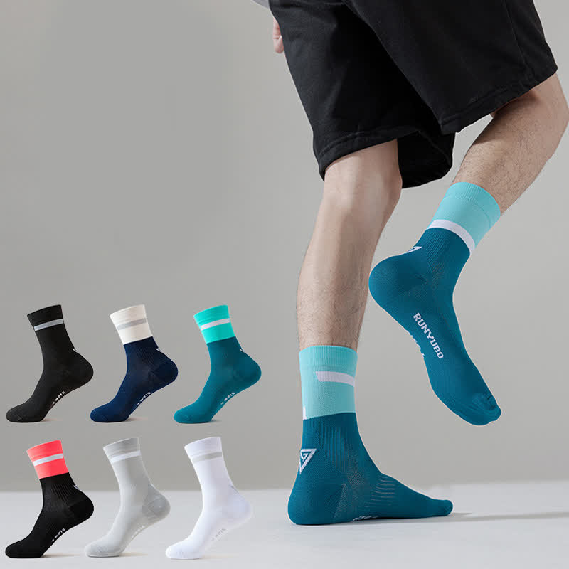 Color-block Cycling Quarter Compression Socks(7 Pairs) - image 2