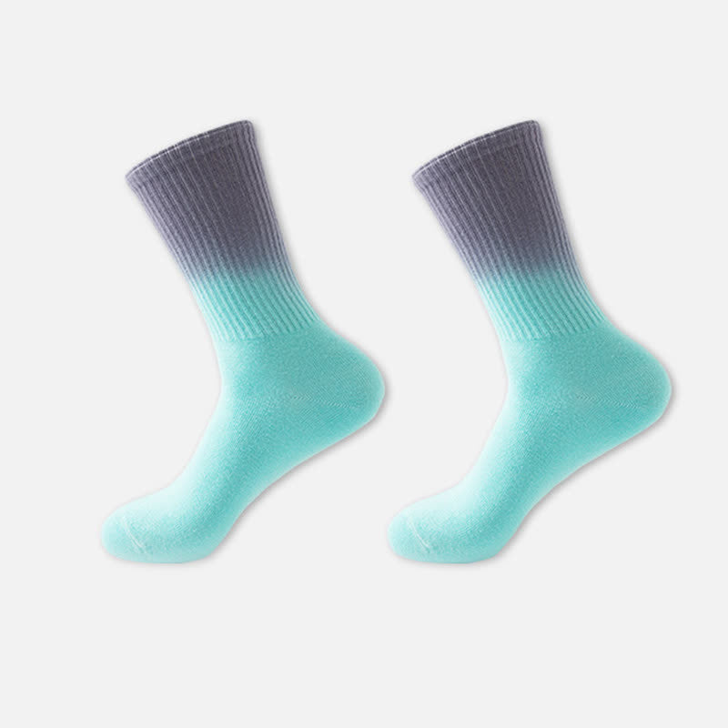 Gradient Color Block Quarter Compression Socks(6 Pairs) - Light Blue - EU35-42(US3-8.5) - image 12