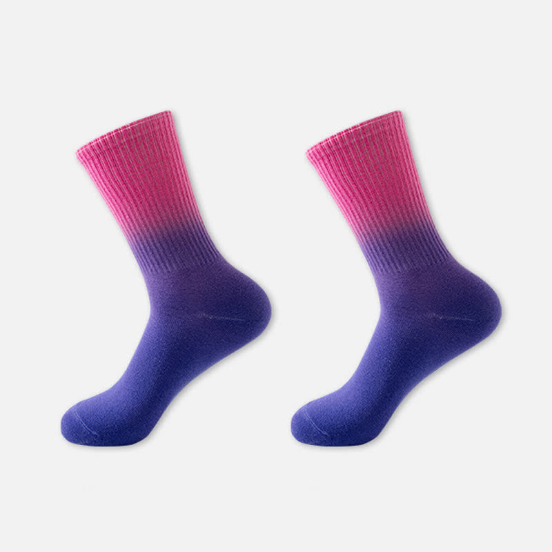 Gradient Color Block Quarter Compression Socks(6 Pairs) - Purple - EU35-42(US3-8.5) - image 15
