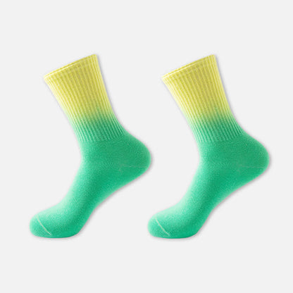 Gradient Color Block Quarter Compression Socks(6 Pairs) - Green - EU35-42(US3-8.5) - image 10