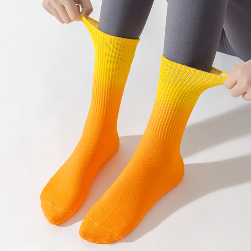 Gradient Color Block Quarter Compression Socks(6 Pairs) - image 4