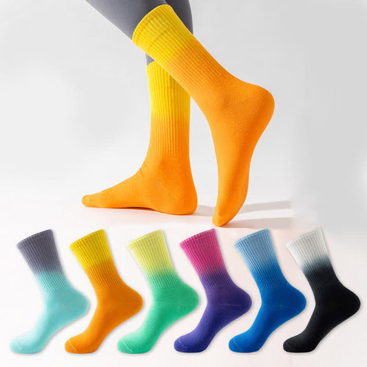 Gradient Color Block Quarter Compression Socks(6 Pairs) - image 0