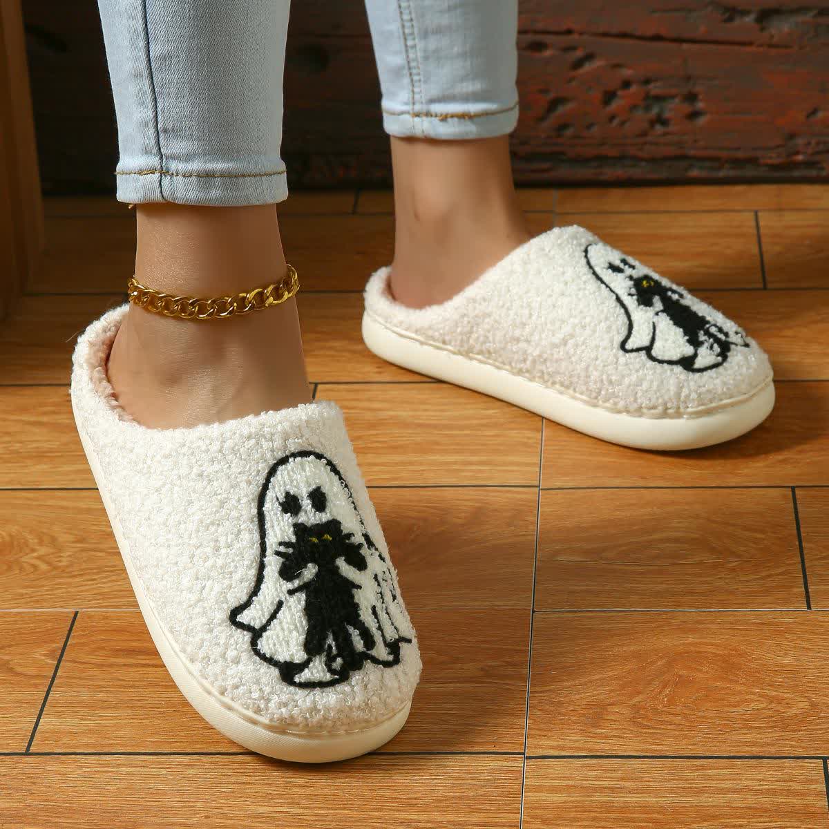 Plus Size Halloween Fun Ghost Slippers - image 2