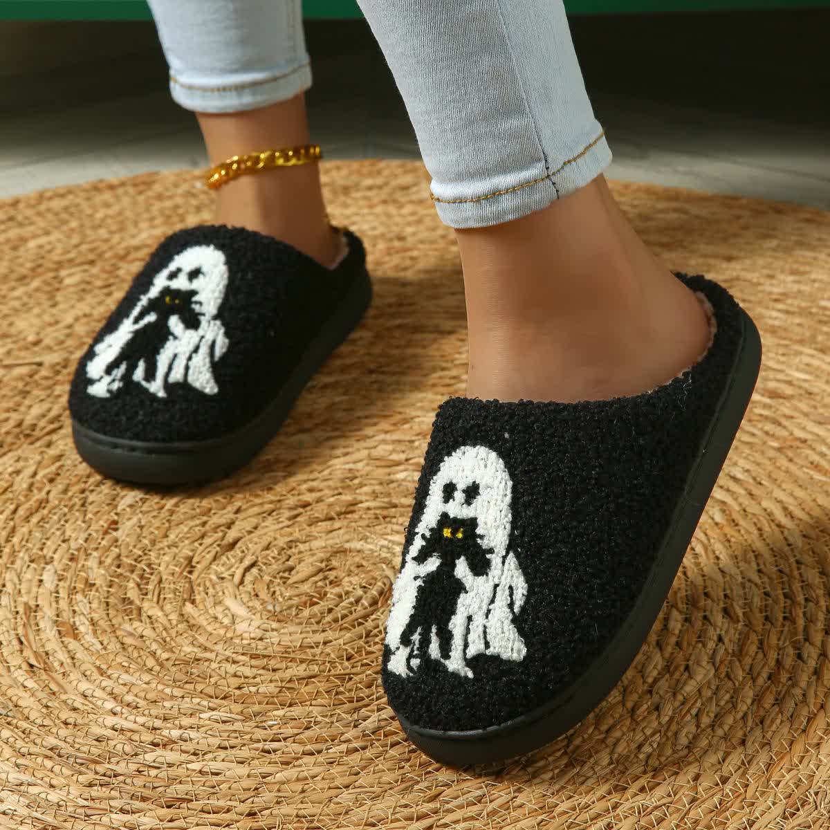 Plus Size Halloween Fun Ghost Slippers - Black - EU44-45(US10-11) - image 6