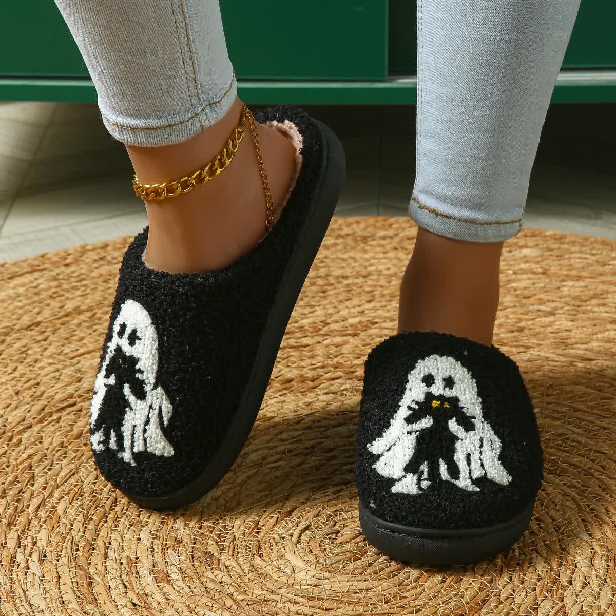 Plus Size Halloween Fun Ghost Slippers - image 5