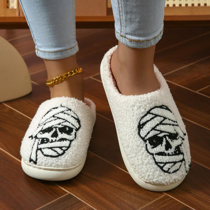 Plus Size Halloween Bandage Skull Print Slippers - image 0