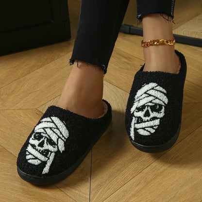 Plus Size Halloween Bandage Skull Print Slippers - image 6