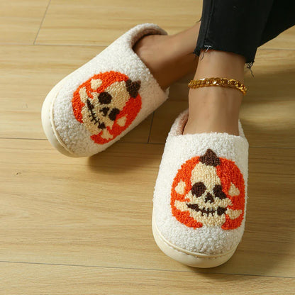 Plus Size Halloween Ghost Face Pumpkin Print Slippers - image 4