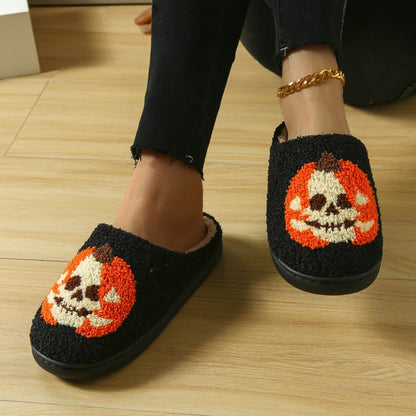 Plus Size Halloween Ghost Face Pumpkin Print Slippers - image 11