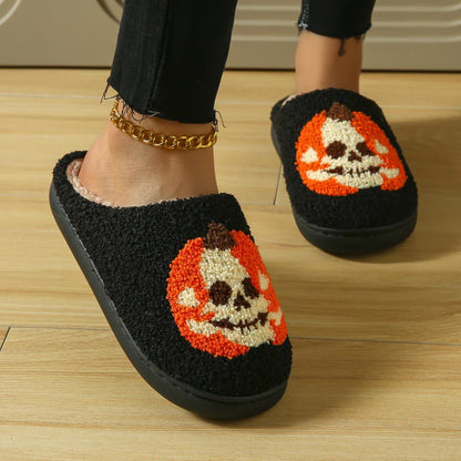 Plus Size Halloween Ghost Face Pumpkin Print Slippers - image 12
