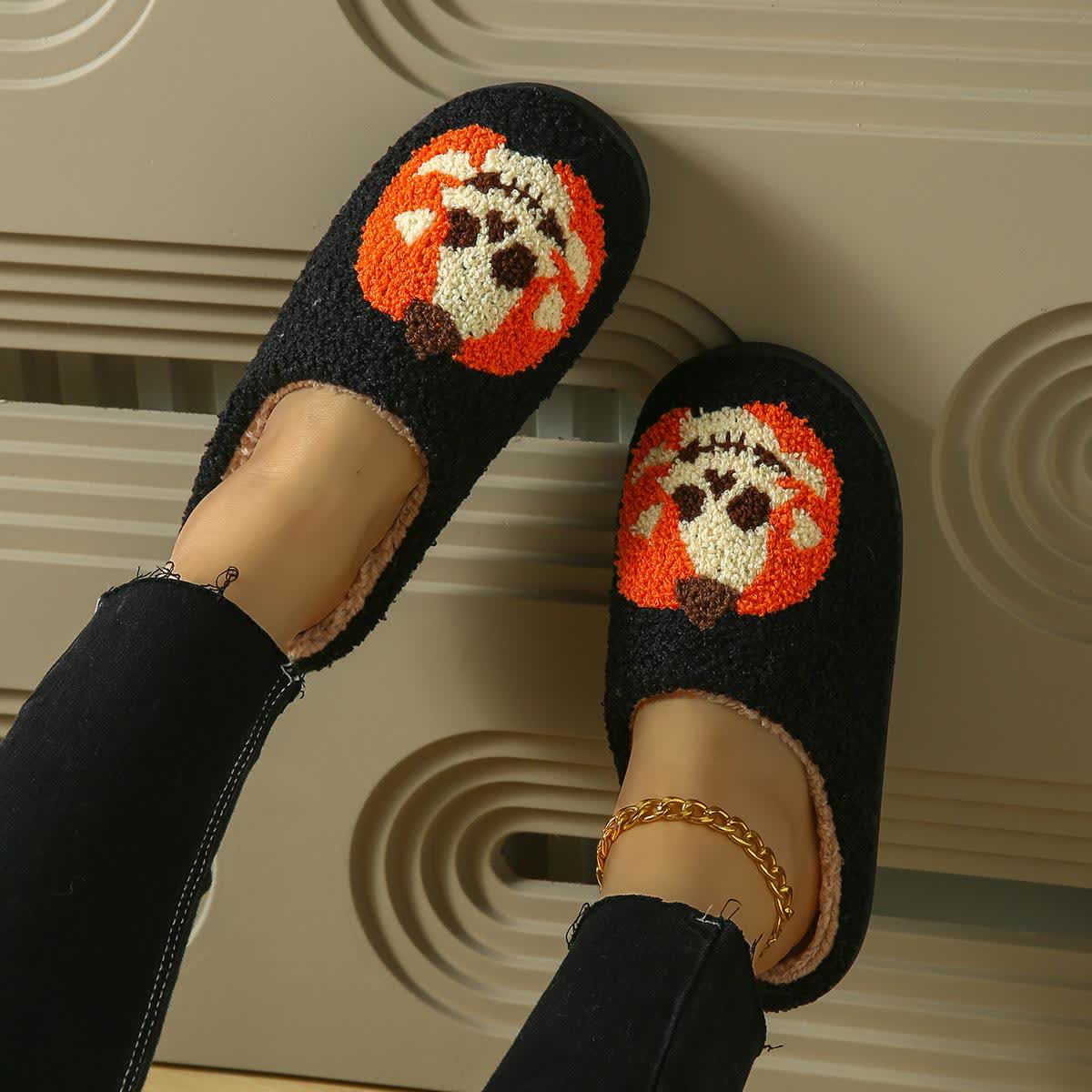 Plus Size Halloween Ghost Face Pumpkin Print Slippers - image 13