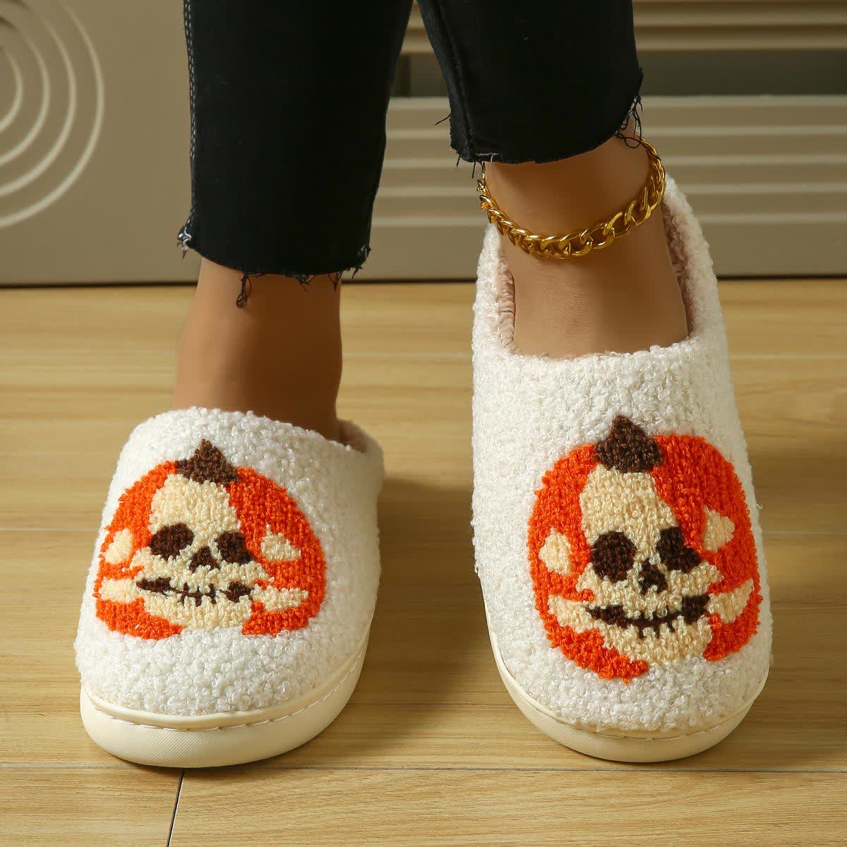 Plus Size Halloween Ghost Face Pumpkin Print Slippers - image 2